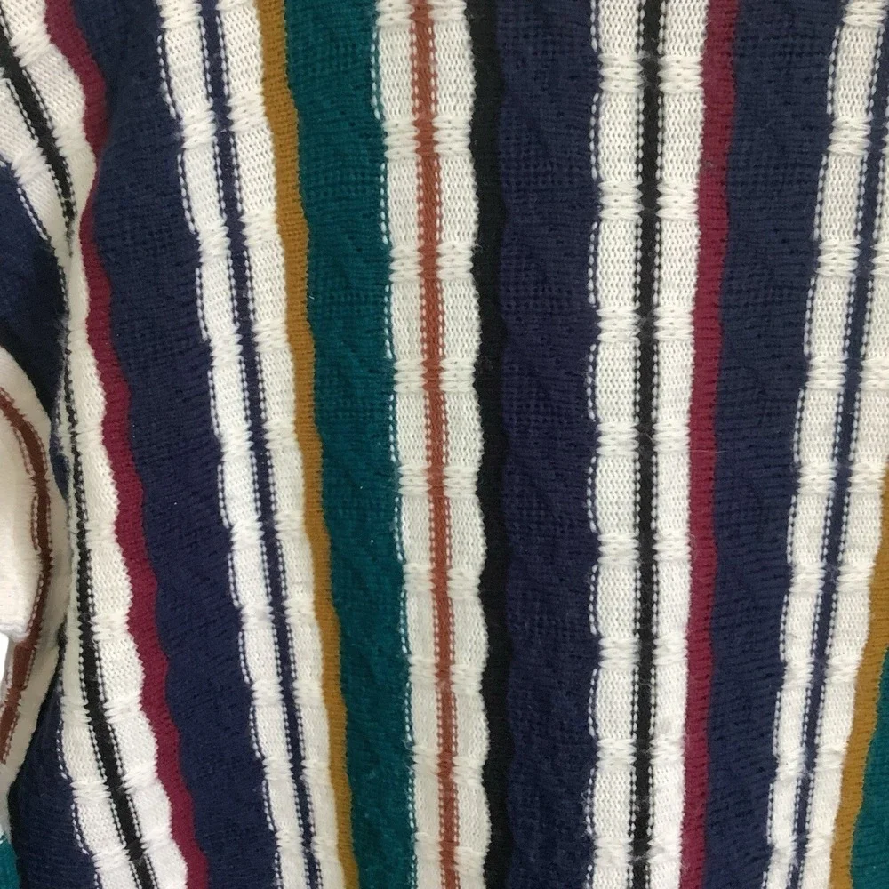 Vintage Mens XL Striped Knit Sweater Retro 90s Colorblock Crewneck Pullover